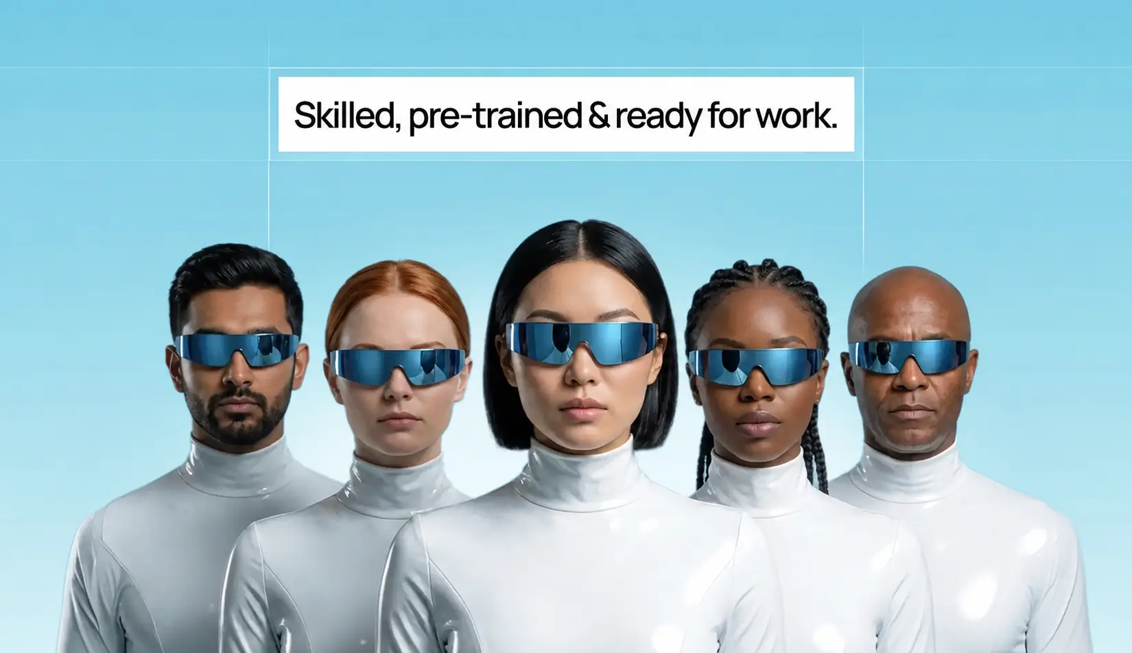 Skilled, pre-trained and ready for work — diverse team in Axari twin uniforms