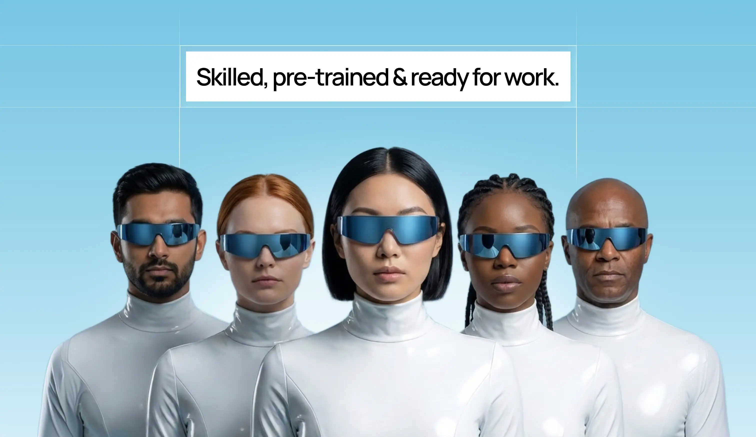 Skilled, pre-trained and ready for work — diverse team in Axari twin uniforms