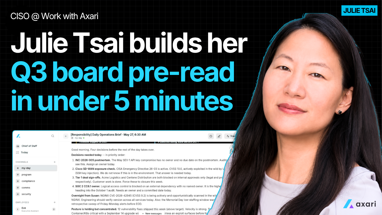 Watch Julie Tsai build her Q3 board pre-read using Axari
